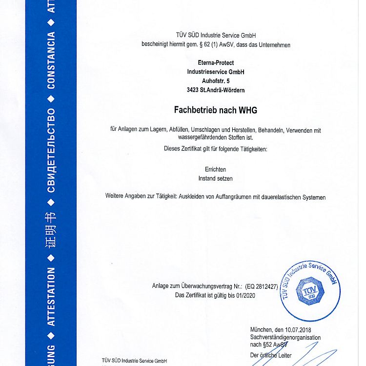 Eterna-Protect Fachbetrieb nach WHG